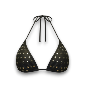 studded faux leather bikini top