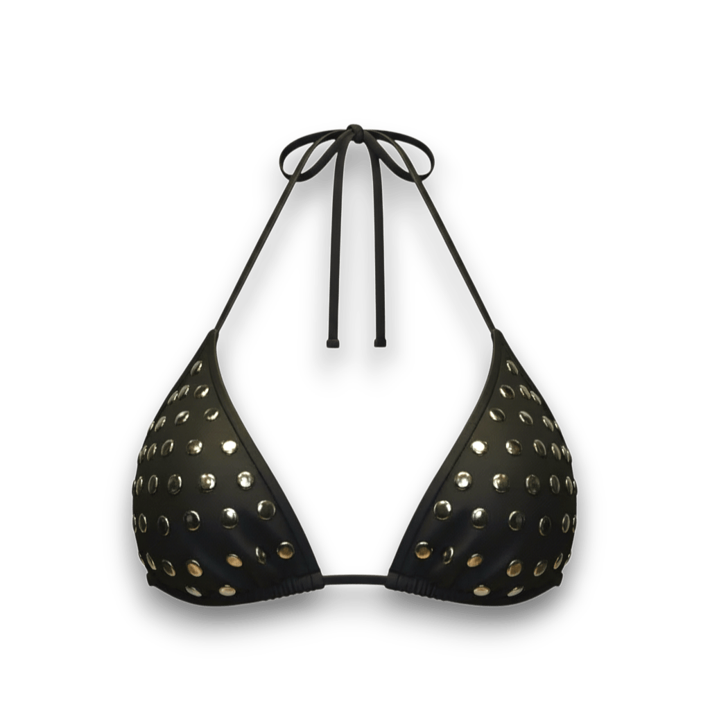 studded faux leather bikini top